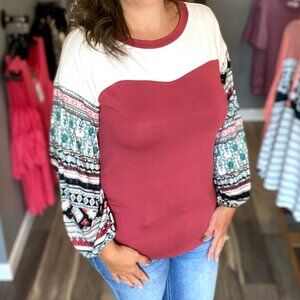 Color Block Long Sleeve Size Small NWT